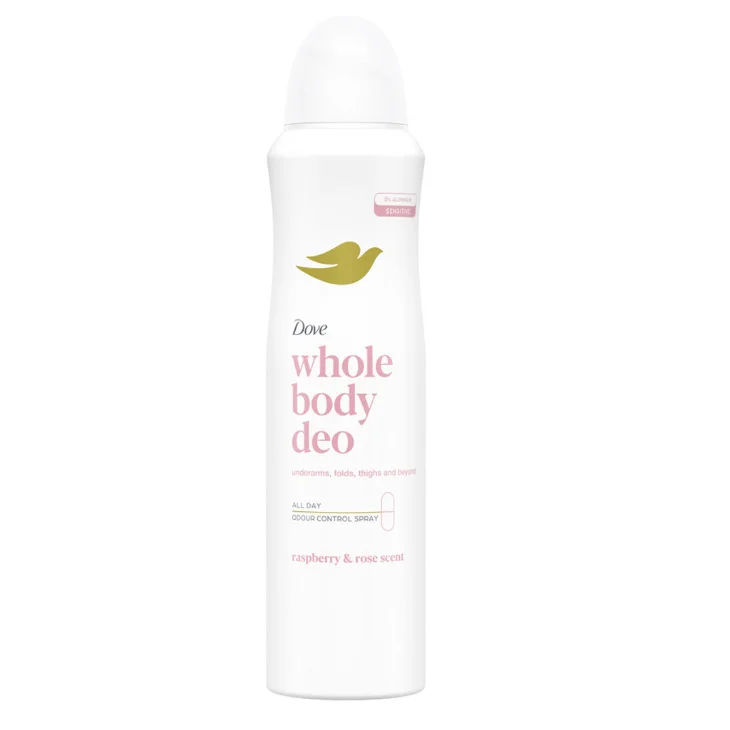 Dove Whole Body Deo Raspberry & Rosa Deodorante per il Corpo Spray 150 Ml