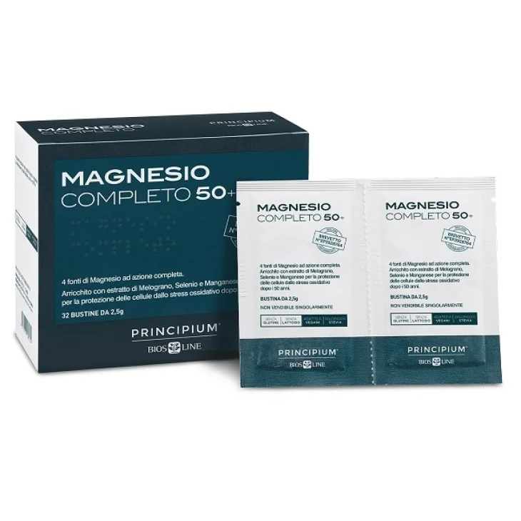 Bios Line Principium Magnesio Completo Integratore di Magnesio e Antiossidanti per Over 50 32 bustine da 2.5gr