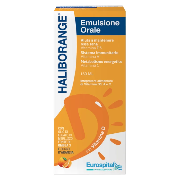 Haliborange Emulsione Orale Integratore con Vitamine A, C e D3 per Immunit&agrave;, Ossa e Metabolismo 150 ml