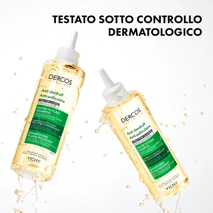 Vichy Dercos Shampoo Anti-Forfora Acqua-Mousse Per Capelli Ricci e Crespi Azione Anti-Forfora e Anti-Prurito 200 ml