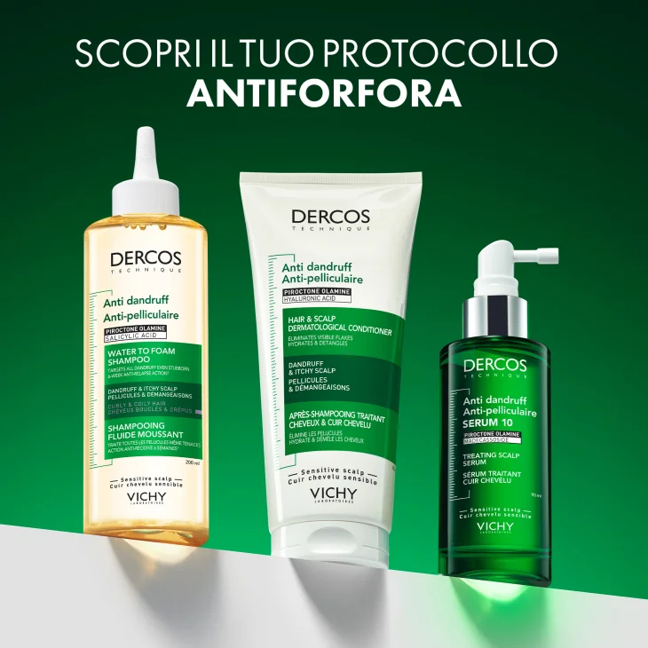 Vichy Dercos Shampoo Anti-Forfora Acqua-Mousse Per Capelli Ricci e Crespi Azione Anti-Forfora e Anti-Prurito 200 ml