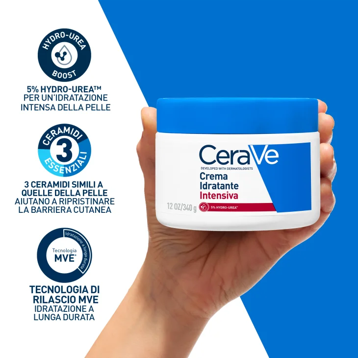 CeraVe Crema Idratante Intensiva Per il Corpo Pelli Molto Secche e Con Sensazione Di Prurito 340g