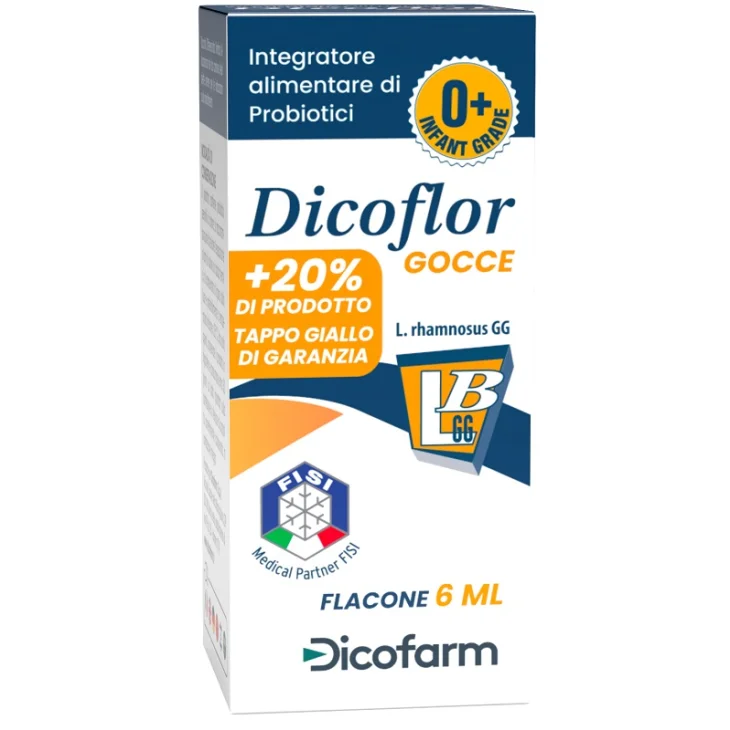 Dicoflor Gocce Integratore alimentare di probiotici L. rhamnosus GG 6 ml Dicoflor Gocce Integratore alimentare di probiotici L. rhamnosus GG 6 ml