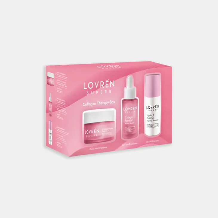 Lovr&eacute;n Collagen Therapy Box Crema Viso + Siero Viso + Olio-Gel Struccante Cofanetto Regalo