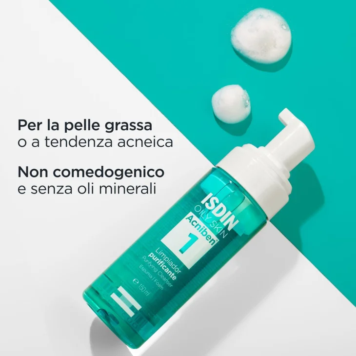 Isdin Acniben Teen Skin Purifying Cleanser Mousse Leggera Purificante Pelle Grassa e Acneica 150 ml
