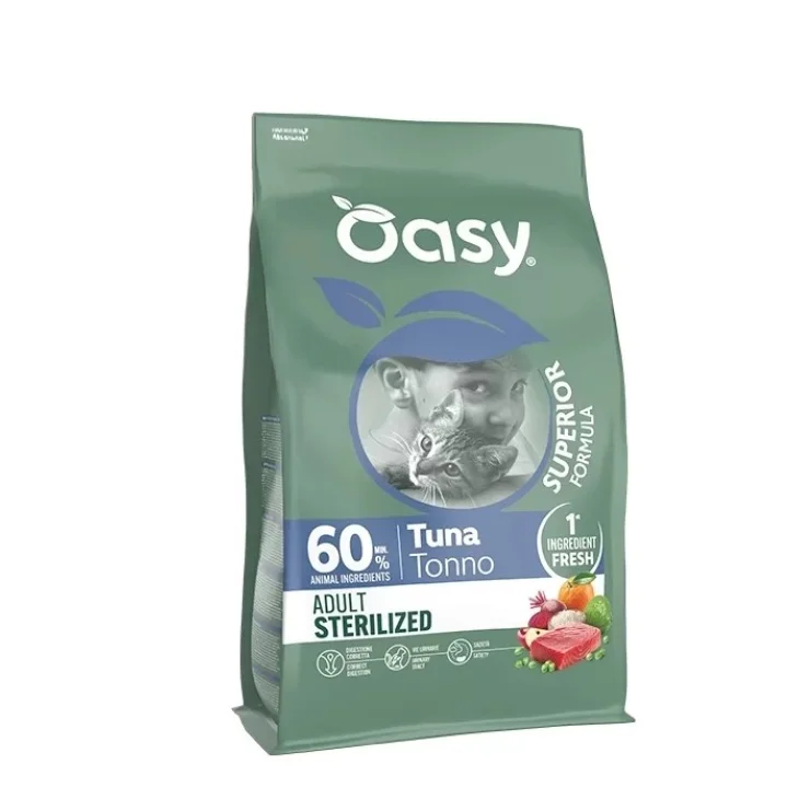 Oasy Dry Cat Superior Adult Sterilized Cibo Secco per Gatti Adulti Gusto Tonno 300 g Oasy Dry Cat Superior Adult Sterilized Cibo Secco per Gatti Adulti Gusto Tonno 300 g