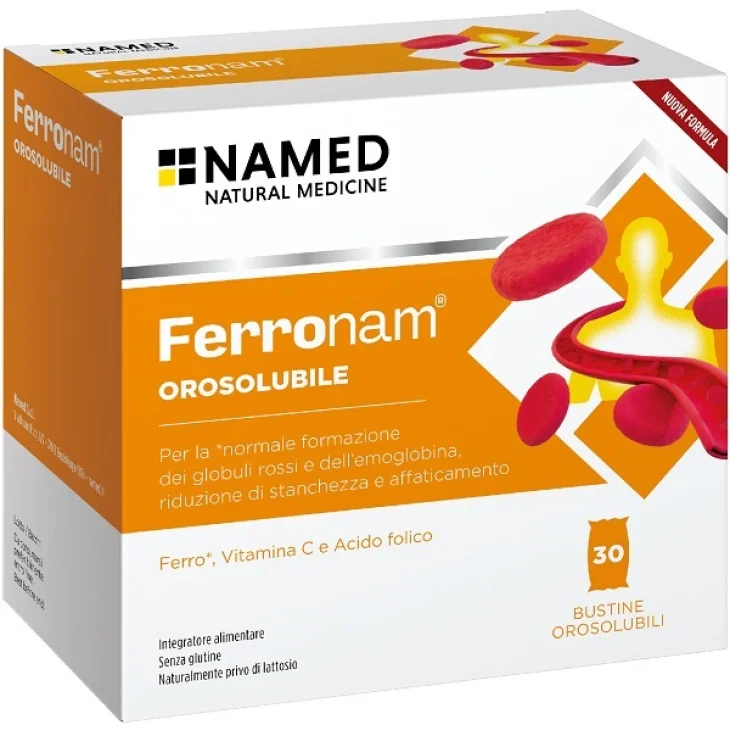 Named Ferronam Integratore Ferro e Acido Folico per Stanchezza 30 Bustine