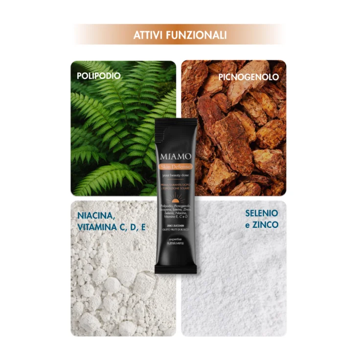 Miamo Skin Defense Integratore Fotoprotettivo per la Pelle Gusto Frutti di Bosco 30 stick Miamo Skin Defense Integratore Fotoprotettivo per la Pelle Gusto Frutti di Bosco 30 stick