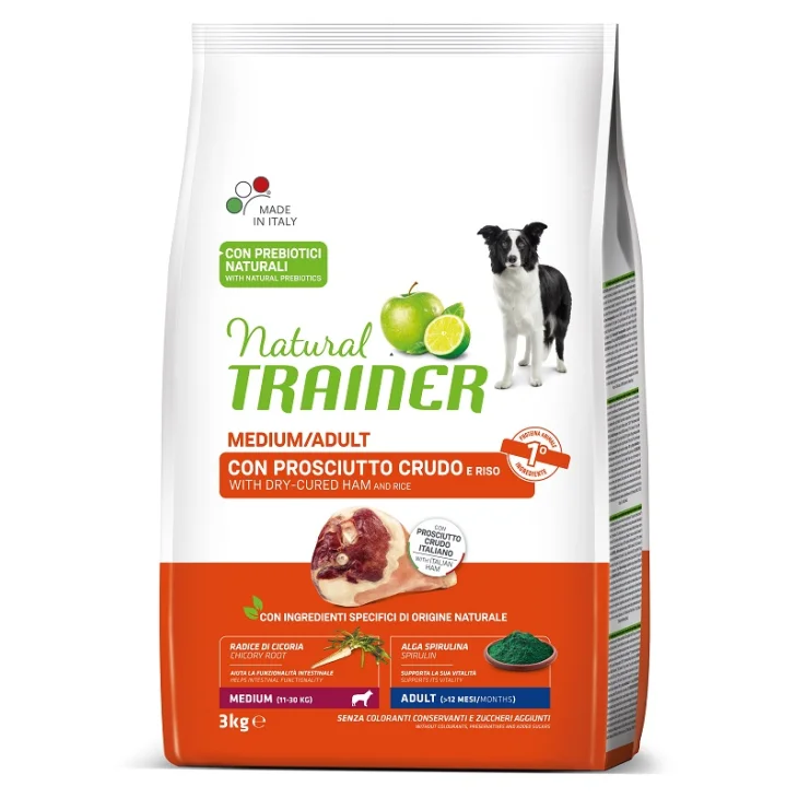 NATURAL TRAINER DOG MEDIUM ADULT PROSCIUTTO CRUDO RISO 3 KG NATURAL TRAINER DOG MEDIUM ADULT PROSCIUTTO CRUDO RISO 3 KG