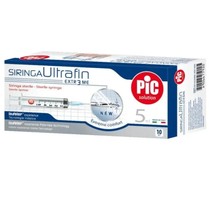 Pic Ultrafin Siringa Con Ago Monouso 5 Ml G23 10 Pezzi