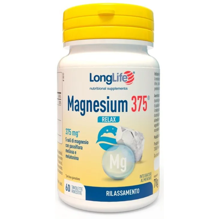 Longlife Magnesium 375 Relax Integratore Sonno E Rilassamento 60 Tavolette Longlife Magnesium 375 Relax Integratore Sonno E Rilassamento 60 Tavolette