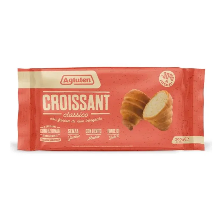 Agluten Croissant Classici Senza Glutine e Lattosio 4 Pezzi Da 50 G Agluten Croissant Classici Senza Glutine e Lattosio 4 Pezzi Da 50 G