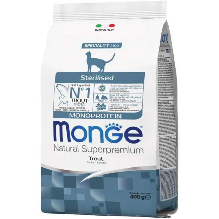 Monge Natural Superpremium Sterilised Monoprotein Crocchette Gusto Trota Per Gatti Adulti Sterilizzati 400 G Monge Natural Superpremium Sterilised Monoprotein Crocchette Gusto Trota Per Gatti Adulti Sterilizzati 400 G