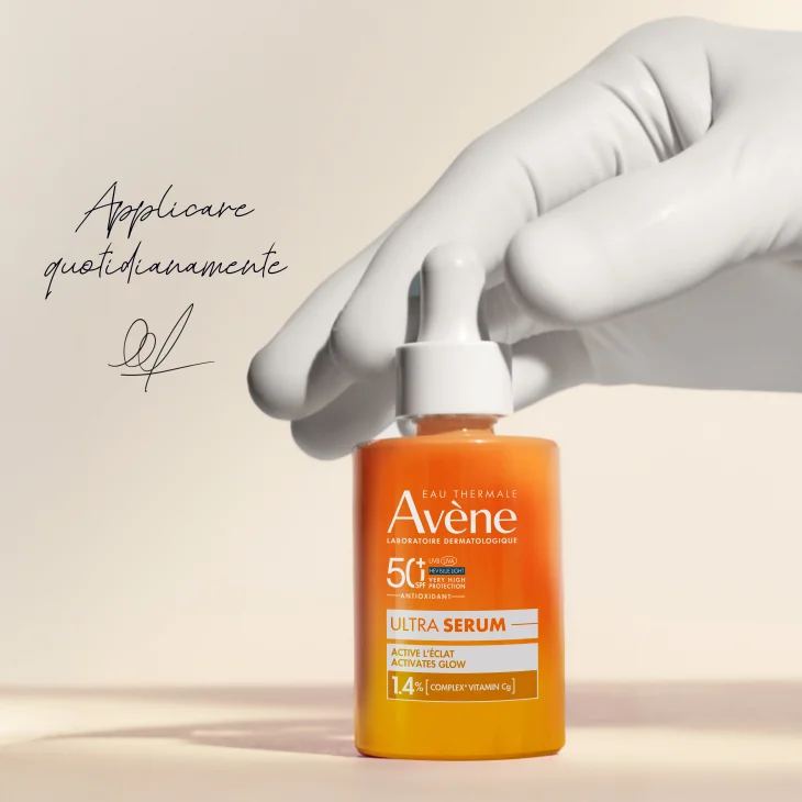 Eau Thermale Av&egrave;ne Ultra Siero SPF50+, Attiva la luminosit&agrave;, Protezione solare viso molto alta,  30ml