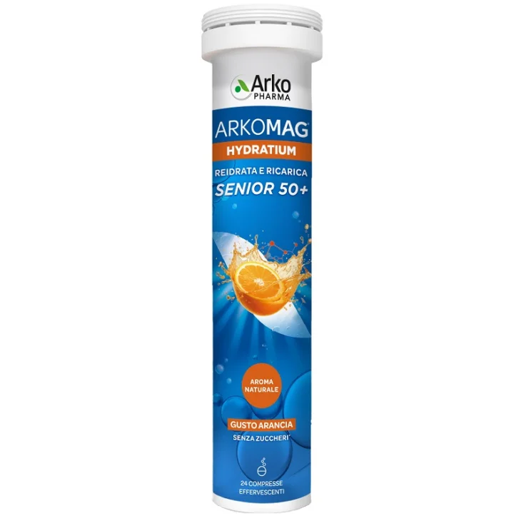 Arkopharma Arkomag Hydratium Senior 50+ Reidrata e Ricarica Gusto Arancia 24 compresse effervescenti Arkopharma Arkomag Hydratium Senior 50+ Reidrata e Ricarica Gusto Arancia 24 compresse effervescenti