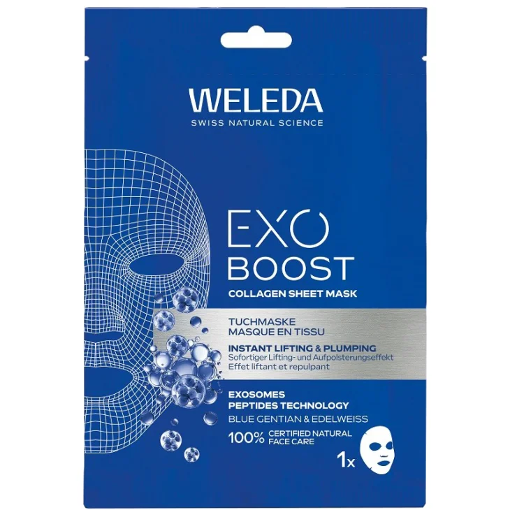 Weleda Exo Boost Maschera Levigante con Peptidi per il Viso 1 Maschera Monouso