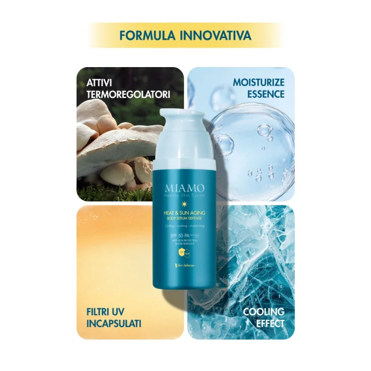 Miamo Heat & Sun Aging Body Serum Defence Siero Solare Corpo Rinfrescante Lenitivo Idratante 100 ml