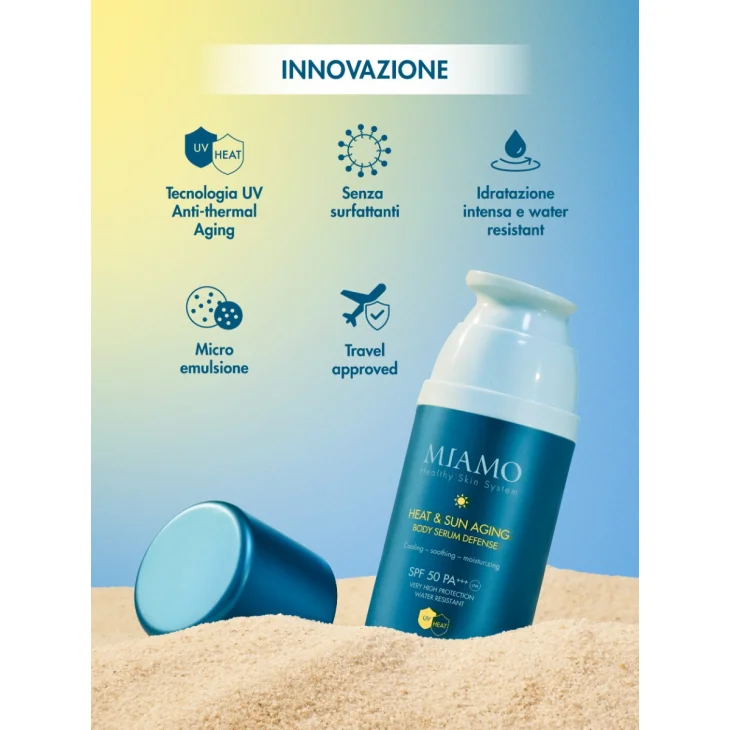 Miamo Heat & Sun Aging Body Serum Defence Siero Solare Corpo Rinfrescante Lenitivo Idratante 100 ml