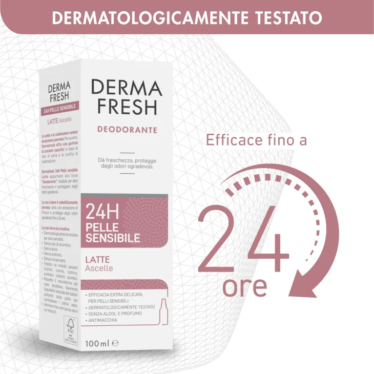 Dermafresh Deodorante 24h per Pelle Sensibile Latte Ascelle 100 ml