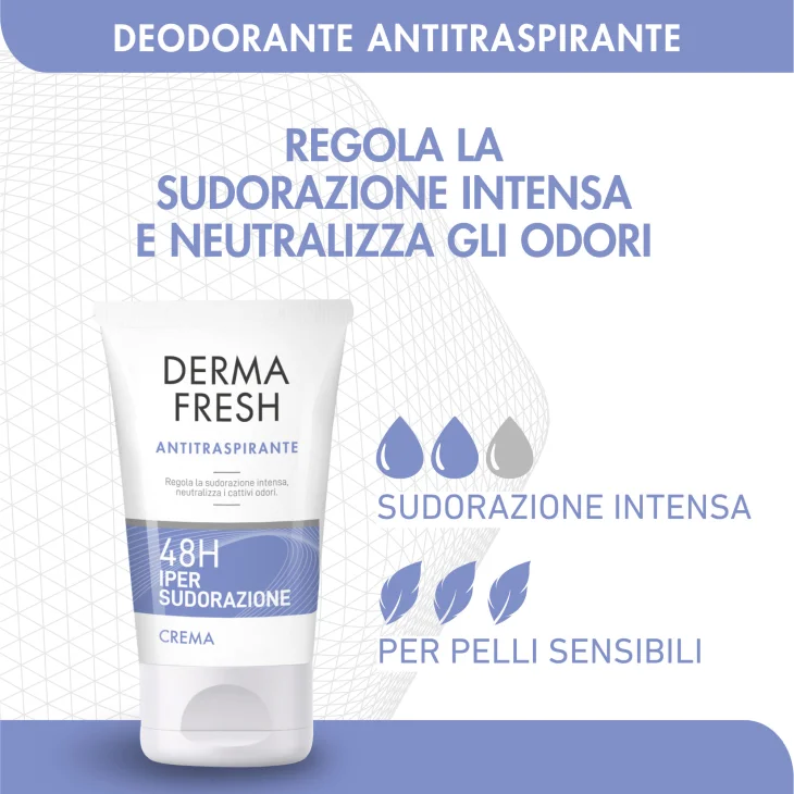 Dermafresh Deodorante Antitraspirante 48H per Ipersudorazione Crema 50 ml