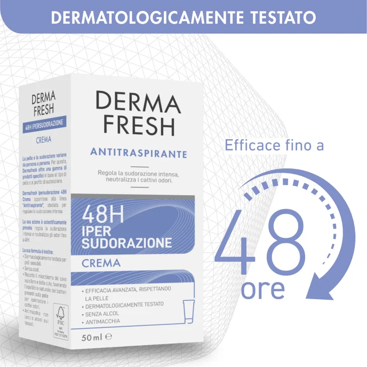 Dermafresh Deodorante Antitraspirante 48H per Ipersudorazione Crema 50 ml
