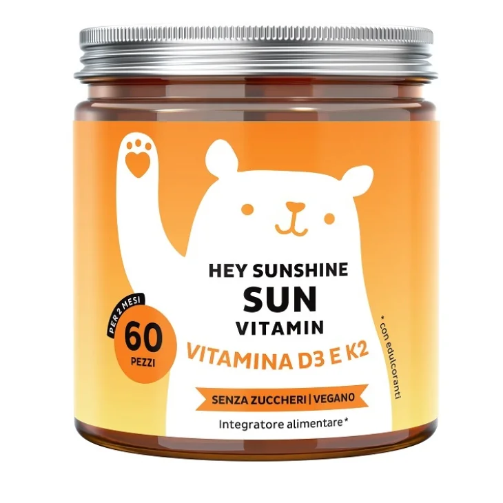Hey Sunshine Sun Vitamin Integratore Vitamina D3 e K2 per il benessere quotidiano 60 orsetti gommosi