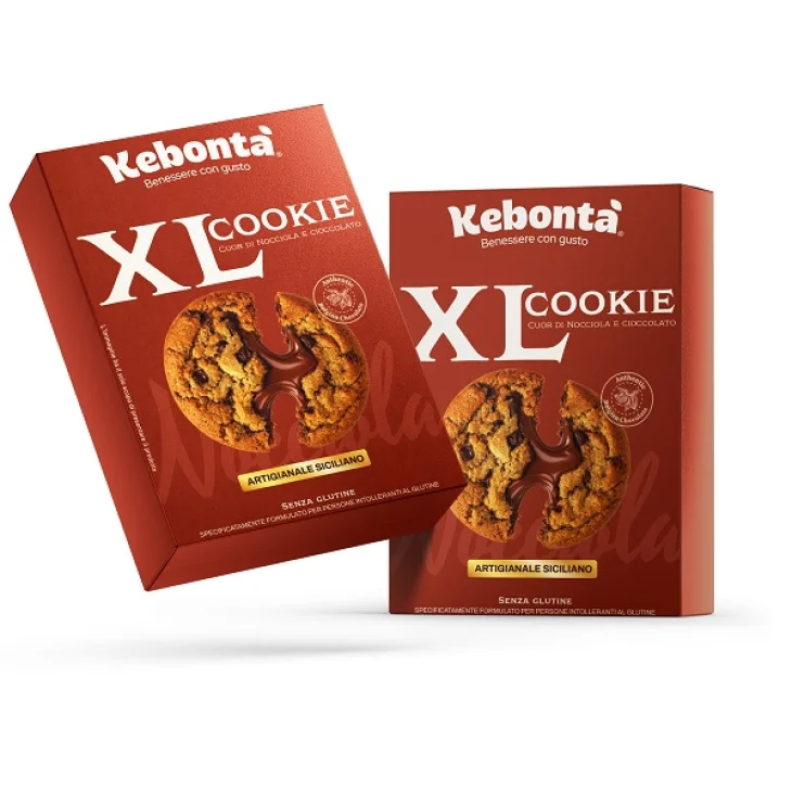Kebont&agrave; Cookie XL Cuor Nocciola Biscotto con Gocce di Cioccolato e Ripieno alla Nocciola Senza Glutine 200 g