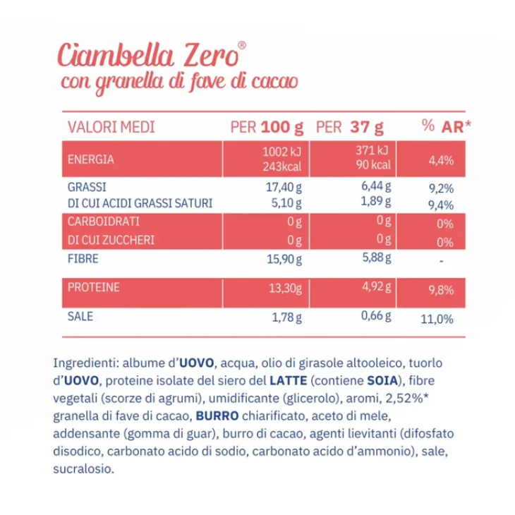 Nuvola Zero Ciambella Zero con Granella di Cacao Snack Proteico Senza Zuccheri e Senza Carboidrati 37 grammi Nuvola Zero Ciambella Zero con Granella di Cacao Snack Proteico Senza Zuccheri e Senza Carboidrati 37 grammi
