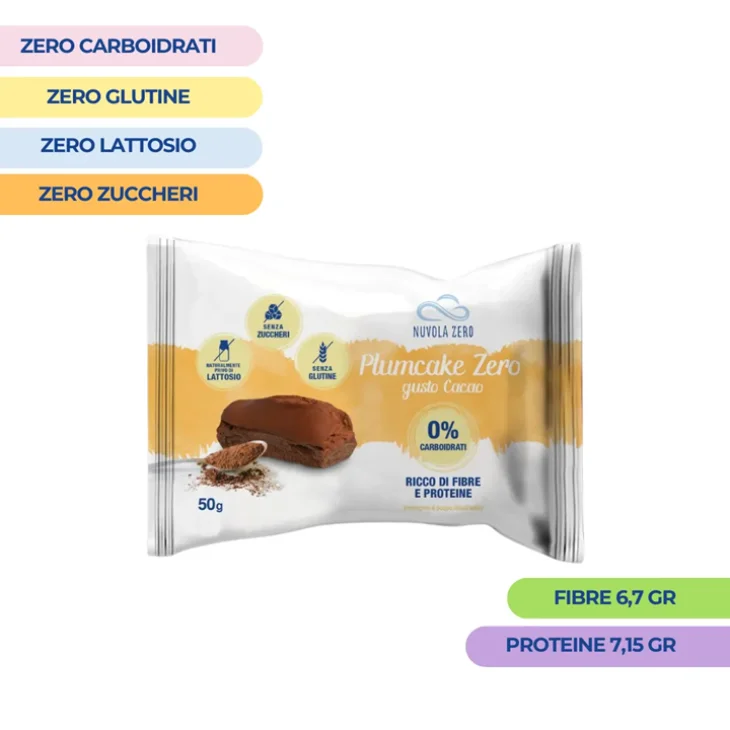 Nuvola Zero Plumcake Zero al Cacao Dolce Proteico Senza Zuccheri e Senza Carboidrati 50 grammi
