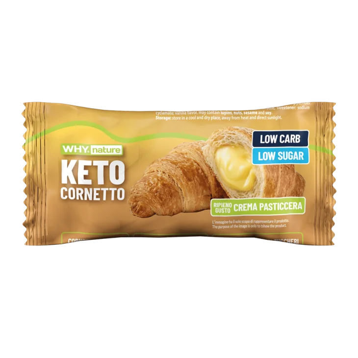 WHYnature Keto Cornetto Proteico Gusto Crema Pasticcera 50 g WHYnature Keto Cornetto Proteico Gusto Crema Pasticcera 50 g
