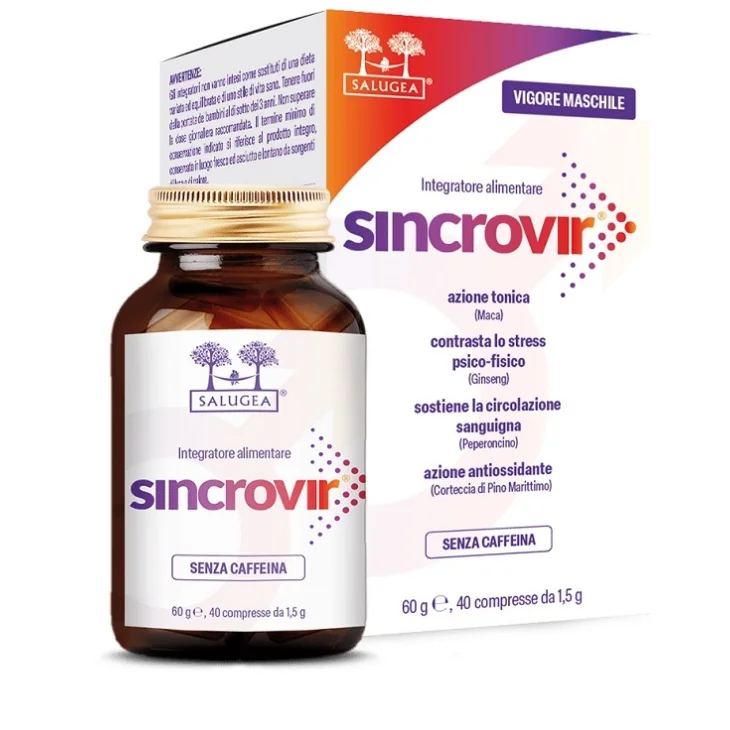 Salugea Sincrovir Senza Caffeina Integratore ad Azione Tonica Contro lo Stress Psico-Fisico 40 compresse