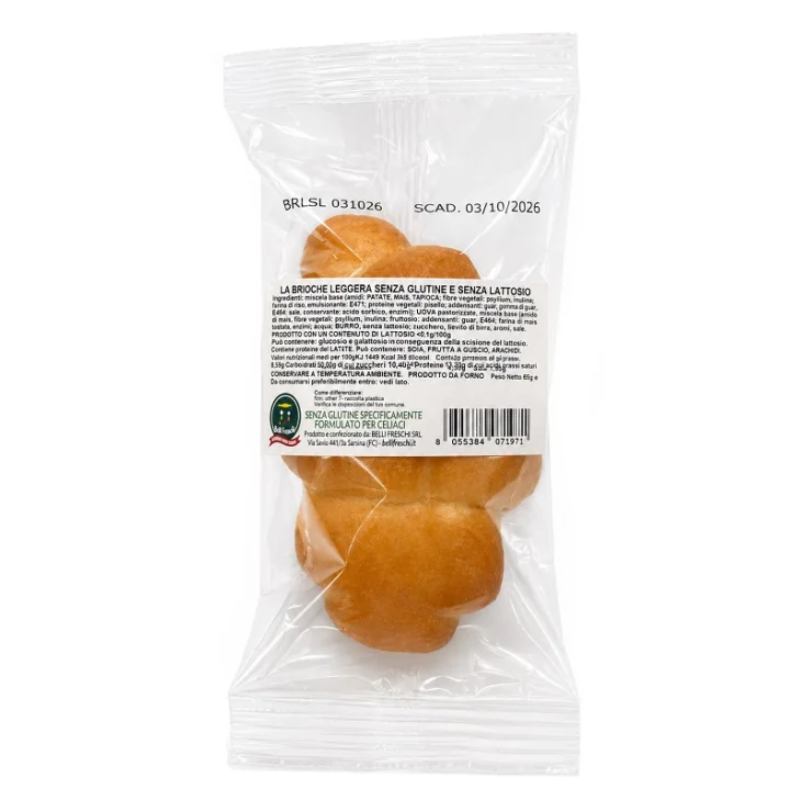 BRIOCHE LEGGERA SENZA GLUTINE SENZA LATTOSIO 65 G BRIOCHE LEGGERA SENZA GLUTINE SENZA LATTOSIO 65 G