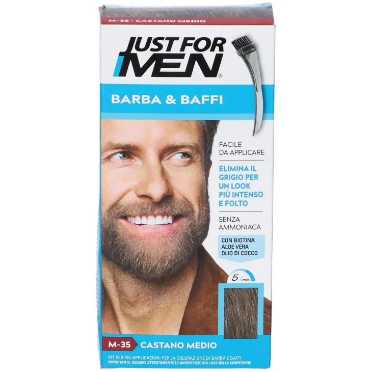 Just for Men Colorante Istantaneo per Barba e Baffi Castano Medio M35 1 pezzo