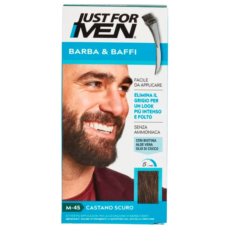Just for Men Colorante Istantaneo per Barba e Baffi Castano Scuro M45 1 pezzo