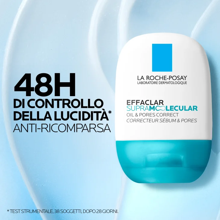 La Roche Posay Effaclar Supramolecular Correttore di sebo e pori, correzione visibile dei pori. Gel idratante fresco e opacizzante, 40ml