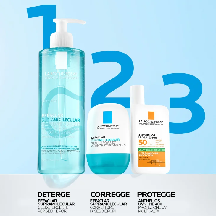 La Roche Posay Effaclar Supramolecular Correttore di sebo e pori, correzione visibile dei pori. Gel idratante fresco e opacizzante, 40ml