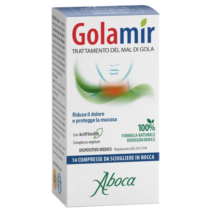 Aboca Golamir Integratore per il Mal di Gola 14 compresse