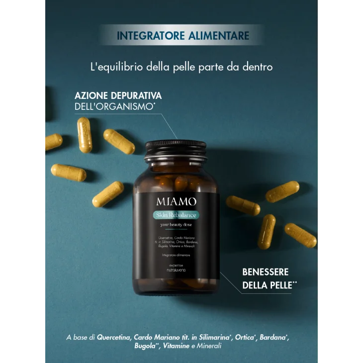Miamo Skin Rebalance IIntegratore per le Funzioni Depurative dell'organismo e per il benessere della pelle 60 capsule
