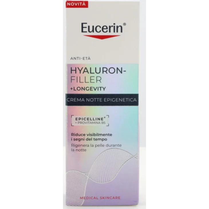 Eucerin Hyaluron-Filler + Longevity Crema Notte Epigenetica Riduce i Segni del Tempo e Rigenera la Pelle 50 ml