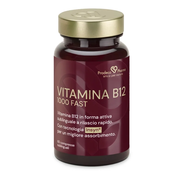 Prodeco Pharma Insyn Vitamina B12 1000 Fast Integratore Alimentare per Metabolismo Energetico e Riduzione di Stanchezza 60 compresse sublinguali