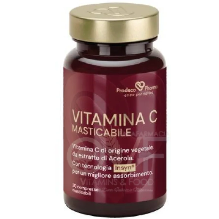 Prodeco Pharma Insyn Vitamina C Masticabile Integratore Alimentare per il Sistema Immunitario Gusto Agrumi 30 compresse