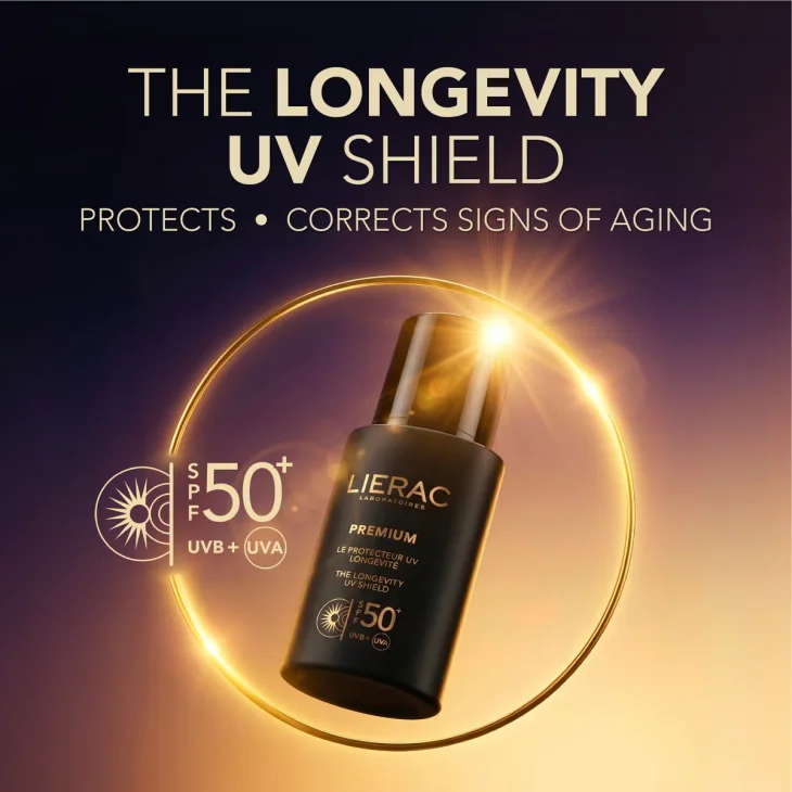 Lierac Premium Longevity UV Shield SPF50+ Fluido Setoso Viso Protezione Raggi UVA, UVB, luce blu 30 ml