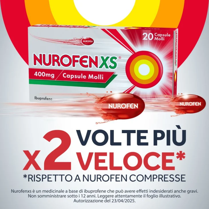 Nurofen XS 400 mg - Farmaco antinfiammatorio per il dolore e la febbre, 10 capsule molli