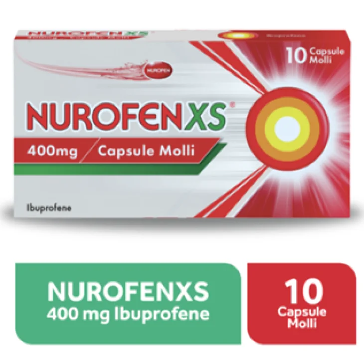 Nurofen XS 400 mg - Farmaco antinfiammatorio per il dolore e la febbre, 10 capsule molli