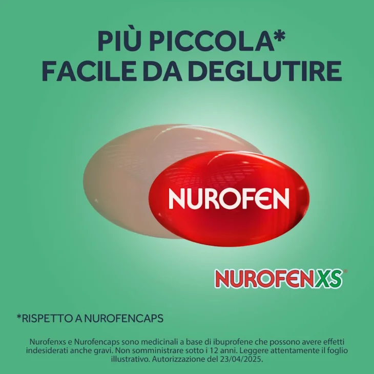 Nurofen XS 400 mg - Farmaco antinfiammatorio per il dolore e la febbre, 20 capsule molli