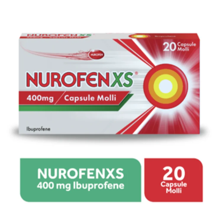 Nurofen XS 400 mg - Farmaco antinfiammatorio per il dolore e la febbre, 20 capsule molli