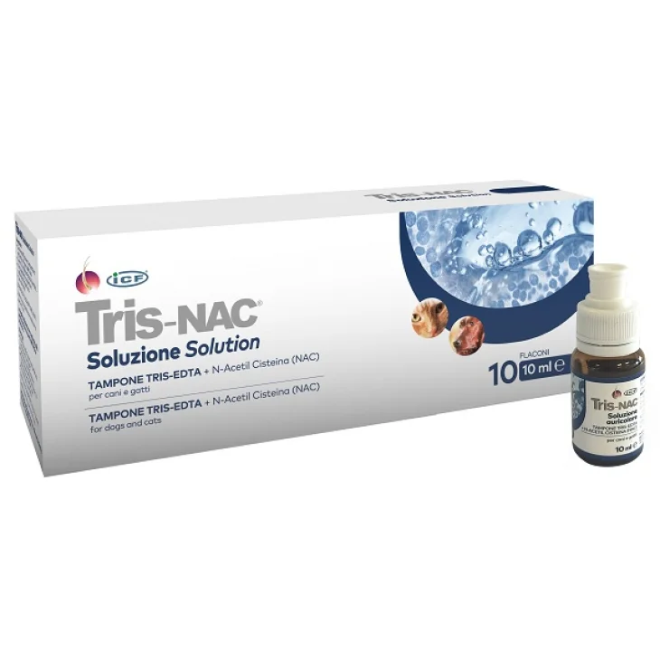 Tris-NAC Soluzione Otologica Sterile per Cani e Gatti per il Supporto alla Prevenzione del Biofilm Batterico 10 Flaconi da 10 ml