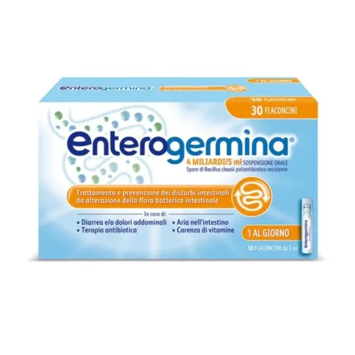 Enterogermina 4 Miliardi/5ml per l'equilibrio intestinale - 30 Flaconcini Enterogermina 4 Miliardi/5ml per l'equilibrio intestinale - 30 Flaconcini