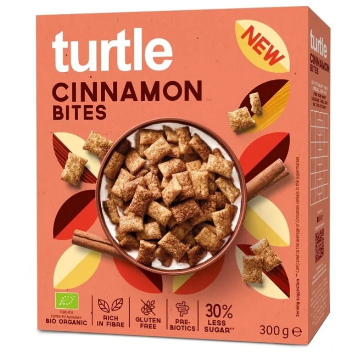 Turtle Cinnamon Bites Cereali Biologici alla Cannella Senza Glutine 300 g Turtle Cinnamon Bites Cereali Biologici alla Cannella Senza Glutine 300 g