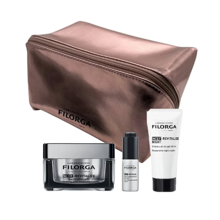 Filorga Cofanetto di Bellezza NCEF-Revitalize Crema 50 ml + Siero 5 ml + Crema Notte 14 ml + Pochette